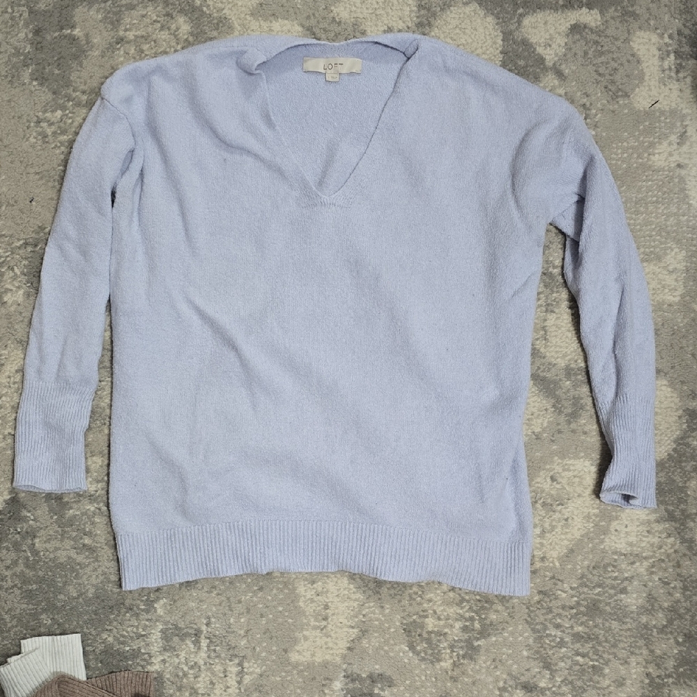 LOFT Women's V-Neck Sweater in Soft Blue